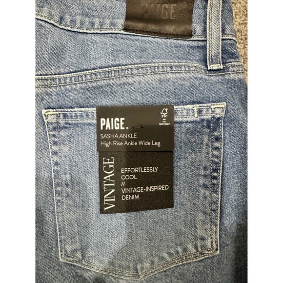 New PAIGE Sasha Ankle High Rise Wide Leg Jeans Vintage Wash Walk of Fame 29 - Picture 5 of 11